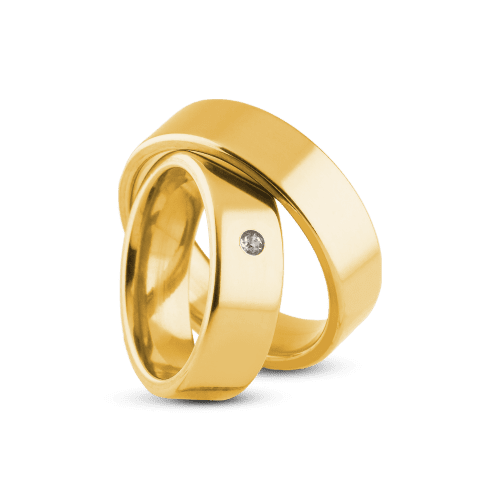 Par de Alianças Reta 6mm Banhada Ouro 24k com Zircônia