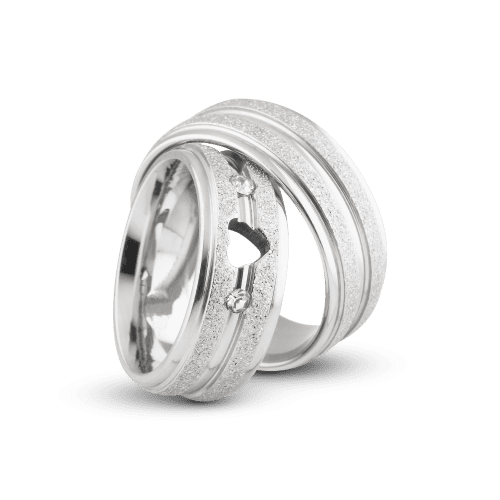 Par de Alianças Coração Diamantada de Compromisso 8mm com Zircônia