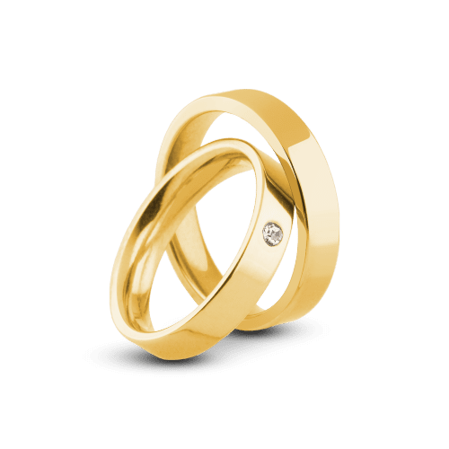 Par de Alianças Reta 3mm Banhada Ouro 24k com Zircônia